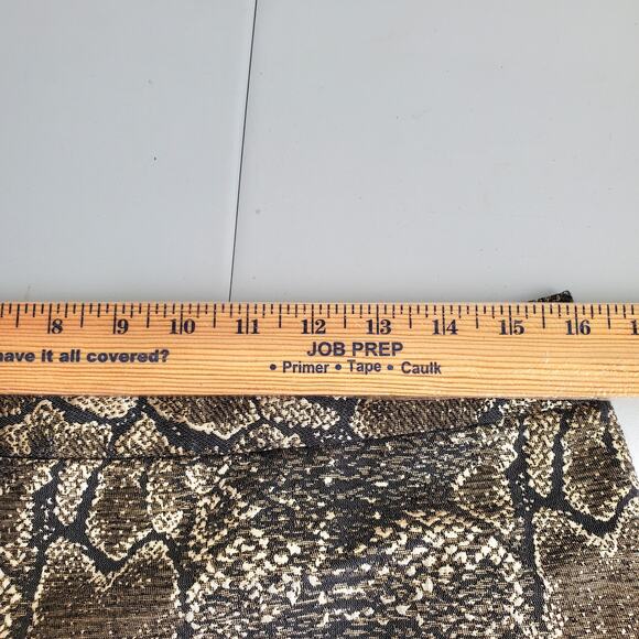 Metallic Bronze Reptile Print Mini Pencil Skirt 8 Modern Cocktail Holiday NYE - Picture 7 of 11